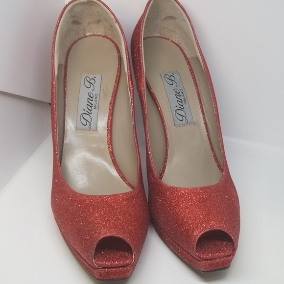 Diane B. Milano red glitter peep toe heel 41 - Picture 1 of 5